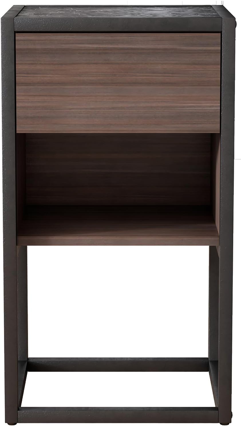 Brown+Light Gray Wood Side Table with Storage Drawer E911156