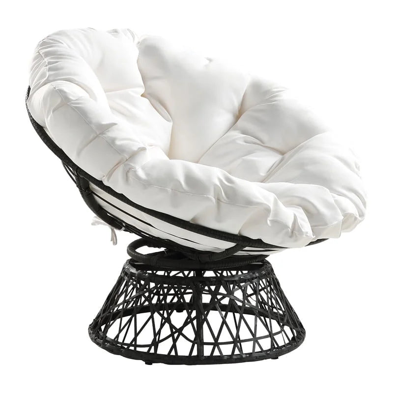 White cushion Papasan Chair with Black Frame F287781