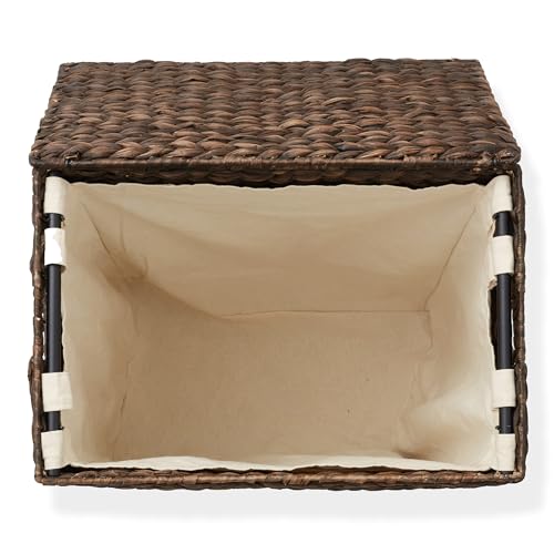 Natural Woven Water Hyacinth Laundry Hamper with Lid and Removable Liner Bag R147307