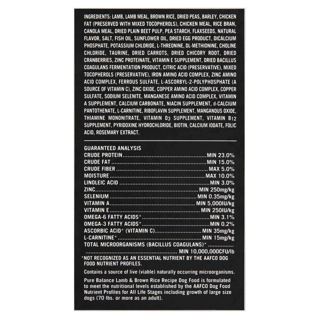 Lamb & Brown Rice Recipe Dry Dog Food L48763