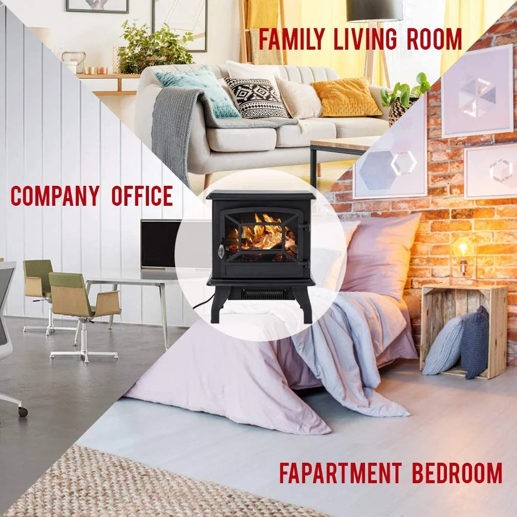 Black Electric Fireplace Heater Stove 1500W U930770