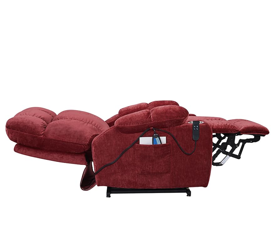 Red Power Lift Recliner Chair with Massage and Heat E2089