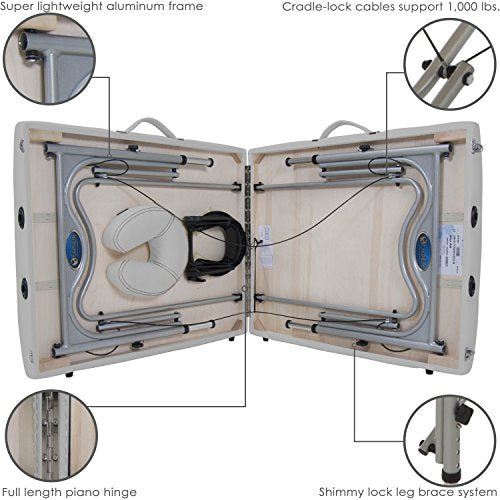 Portable Massage Table Ultra-Lightweight Aluminum Frame with Face Cradle & Carry Case (29lb) B262480