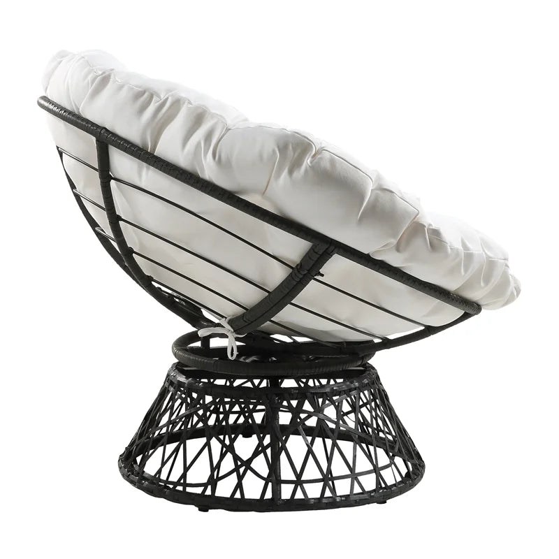 White cushion Papasan Chair with Black Frame F287781