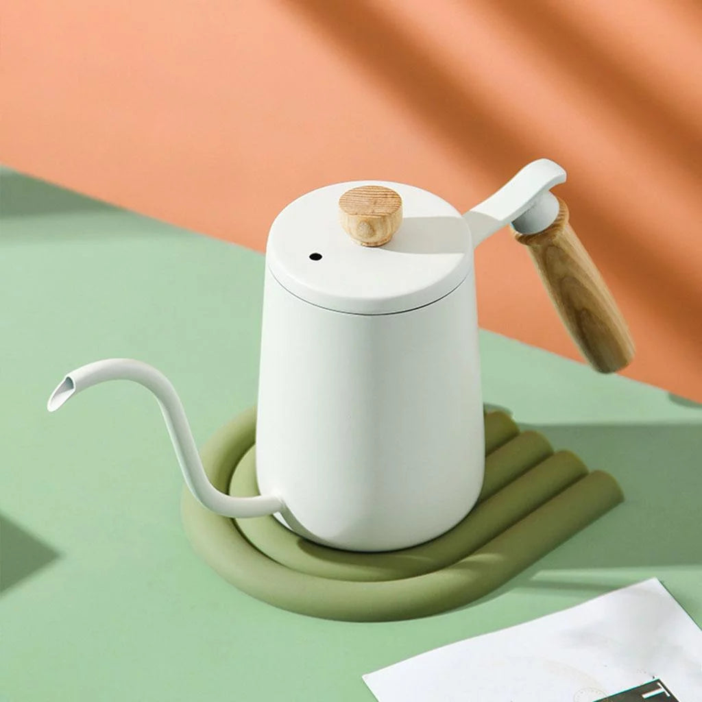 White Stainless Gooseneck Tea Kettle A2849
