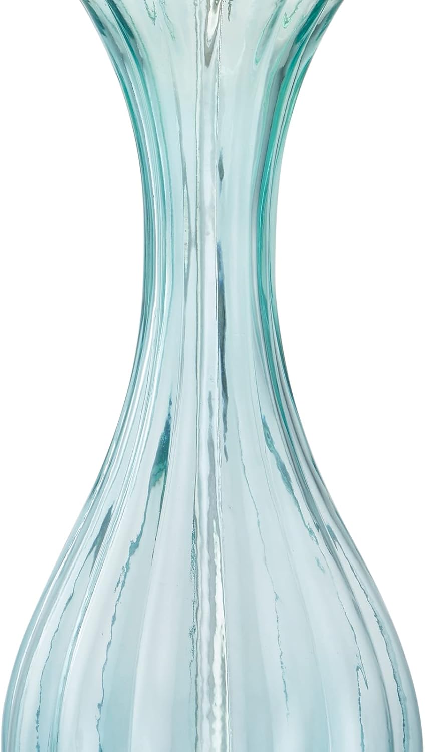 Set of 2 Blue Glass Table Lamps with White Shade A430