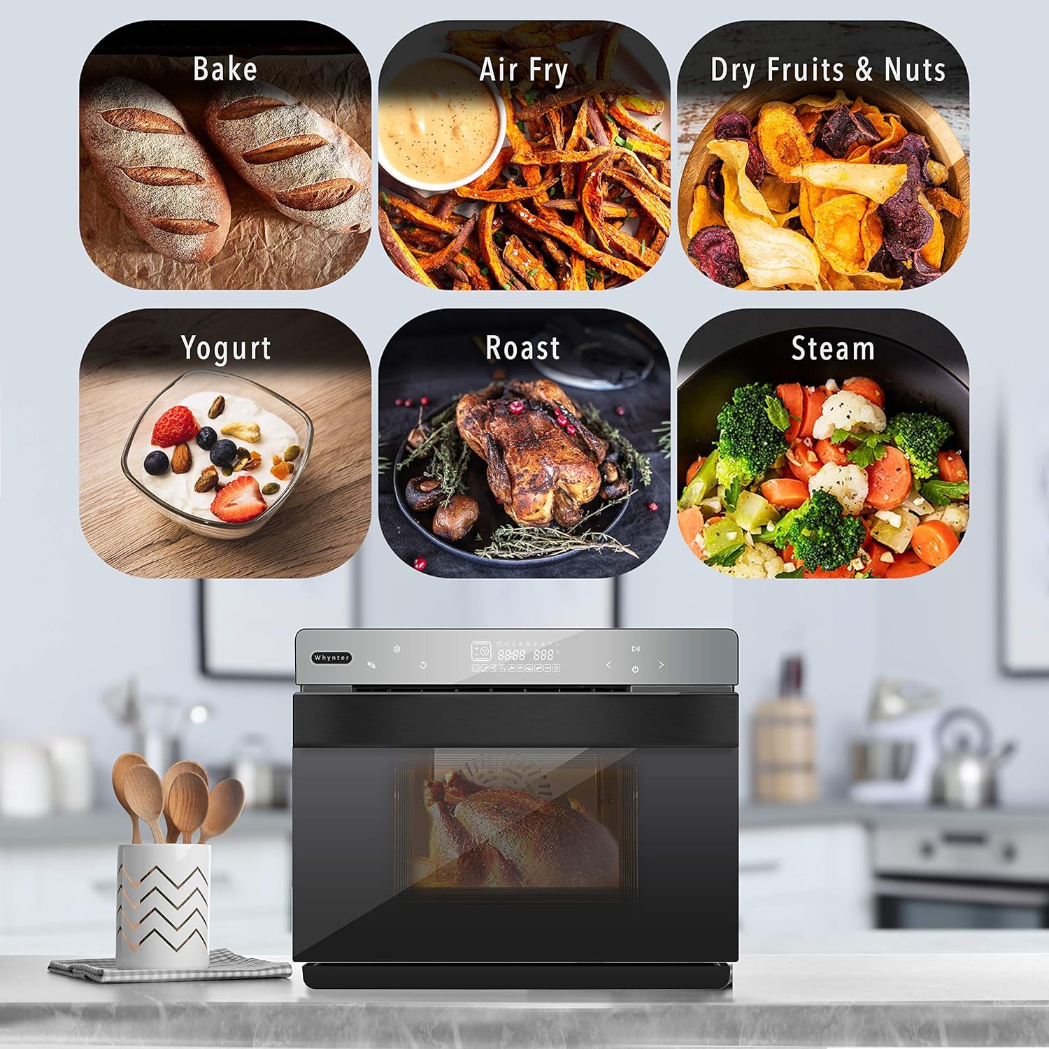 40 Quart Counter-Top Convection Steam Oven, Black Stainless Steel I223