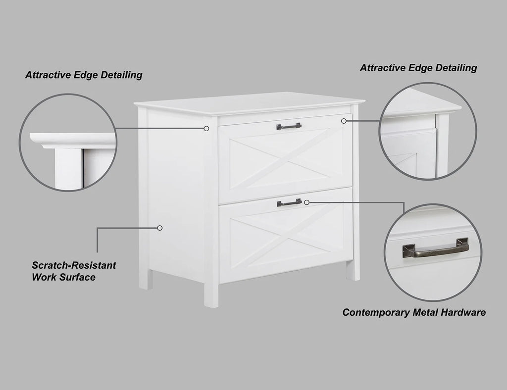 White 2-Drawer Wood File Cabinet O837