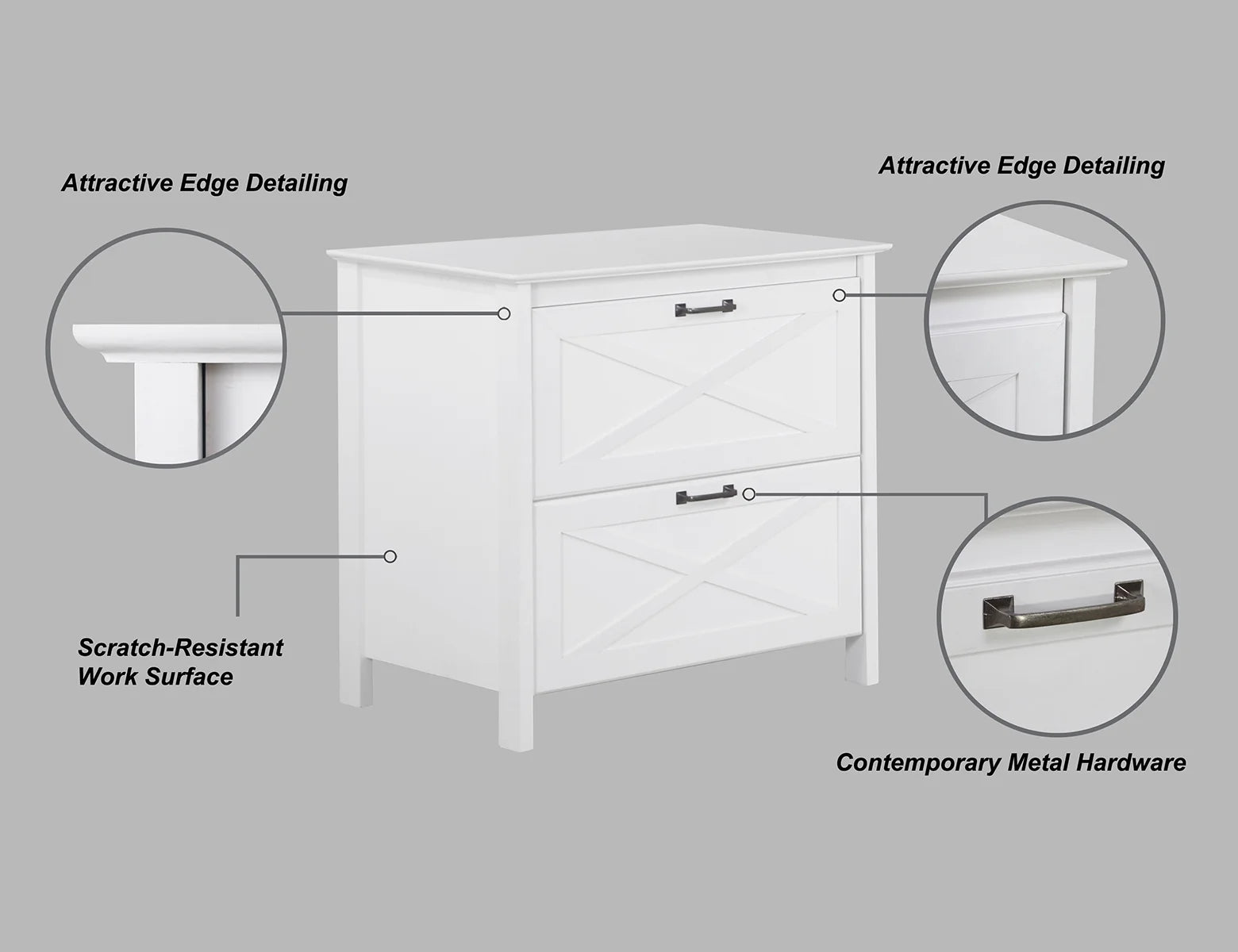 White 2-Drawer Wood File Cabinet O837