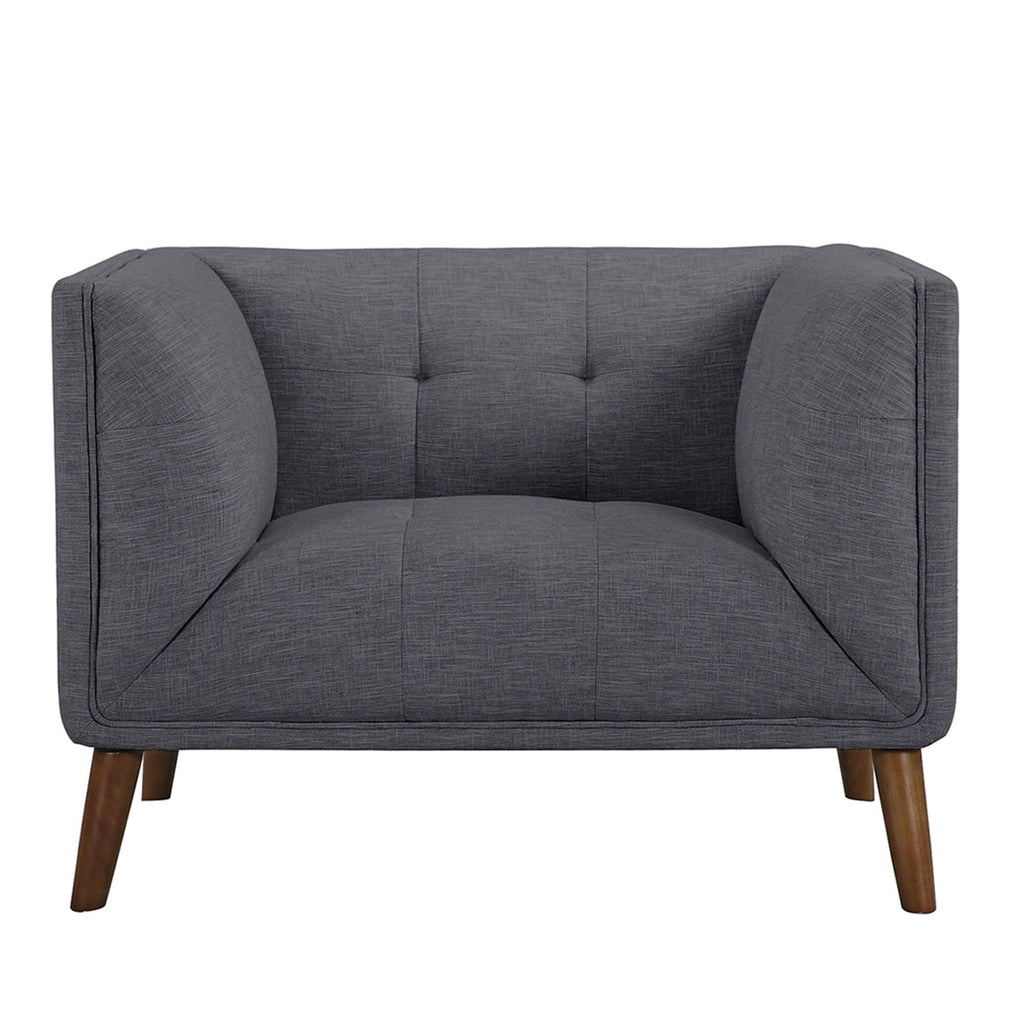 Dark Gray Linen Button-Tufted Chair I2887