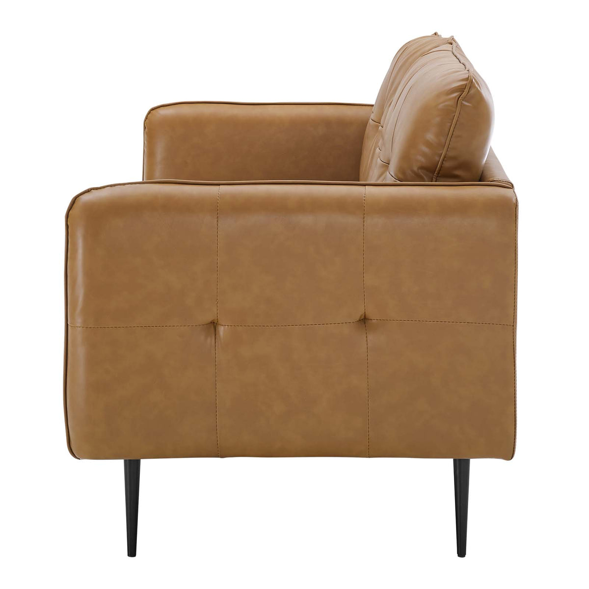 Tan Faux Leather Tufted Sofa J91764