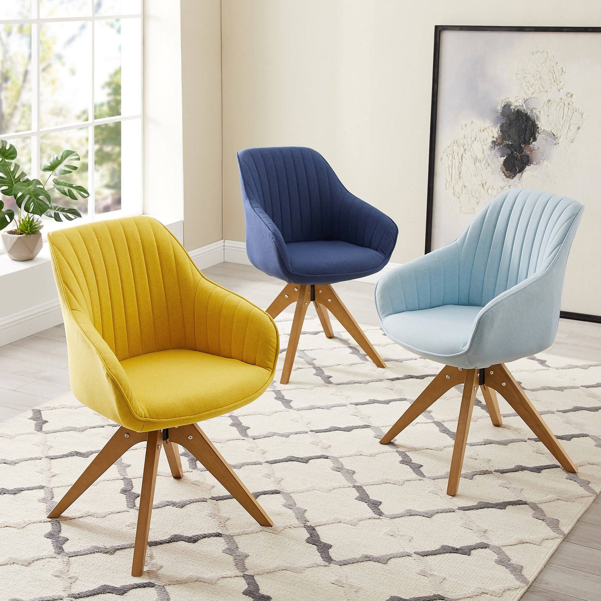 Camel Faux Leather Swivel Accent Arm Chair with Wood Legs M72393