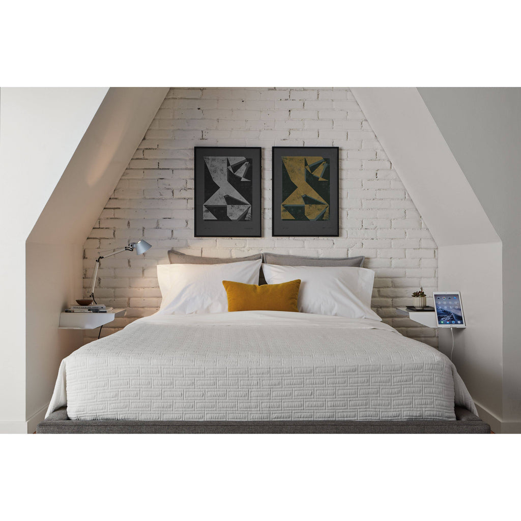 White Cooper Wall Shelf with Left-Side Ledge H227009