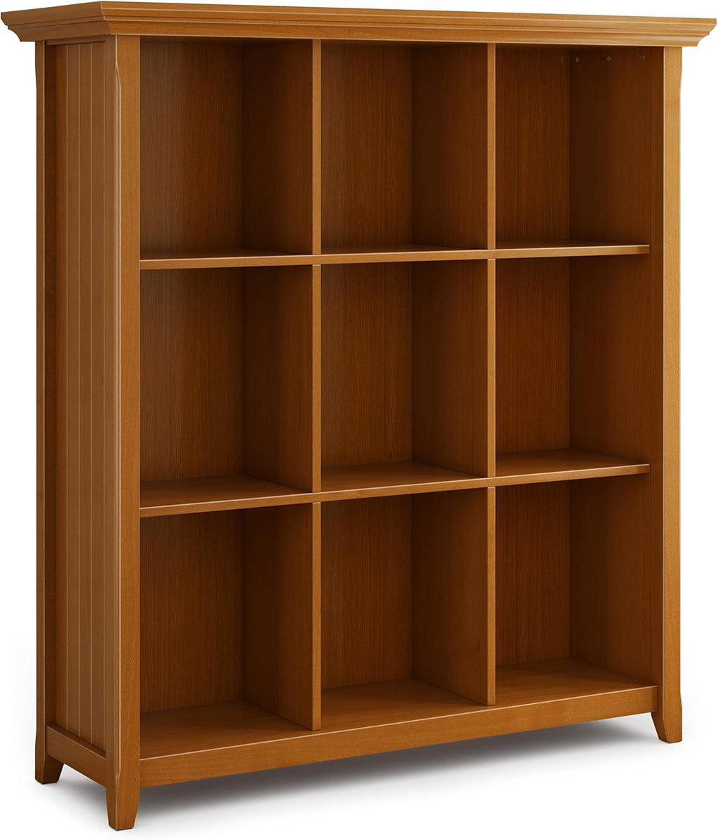 9 Cube Solid Wood Bookcase in Light Golden Brown I917