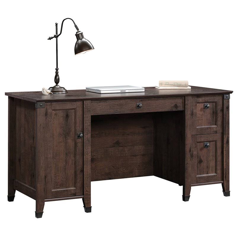 2 Piece Home Office Set with Computer Desk and File Cabinet in Coffee Oak H36766