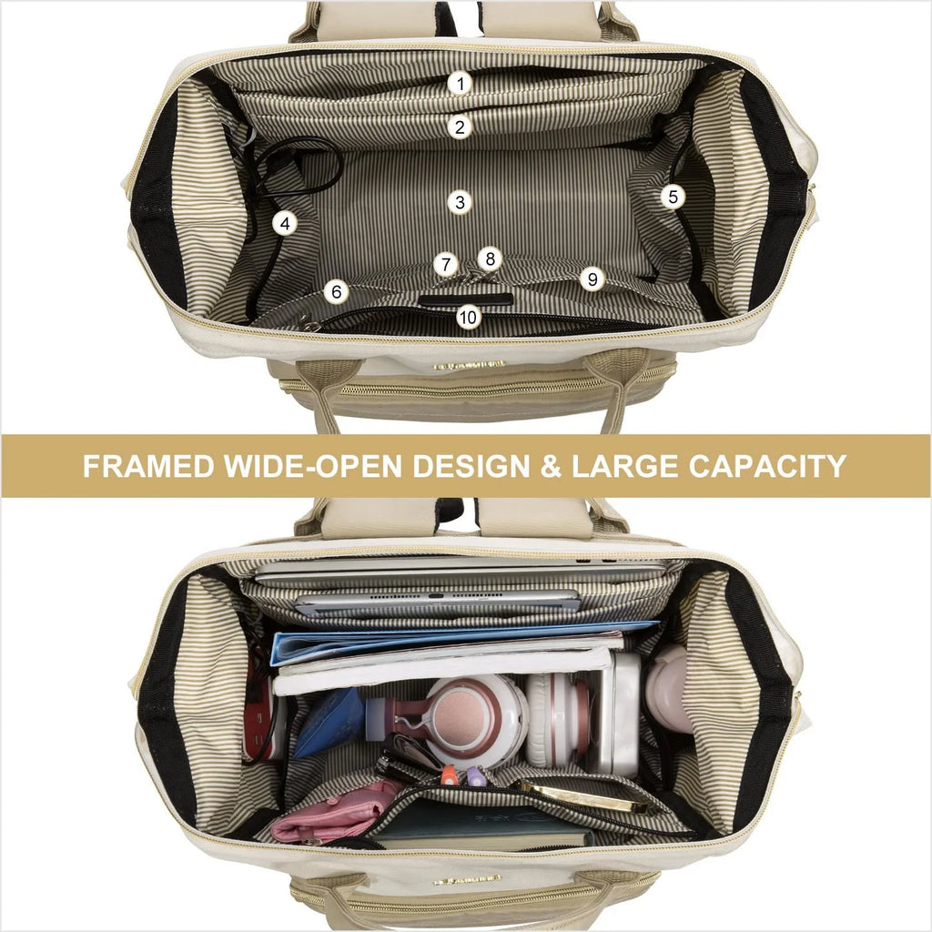Beige-Khaki Waterproof Laptop Backpack Q2535