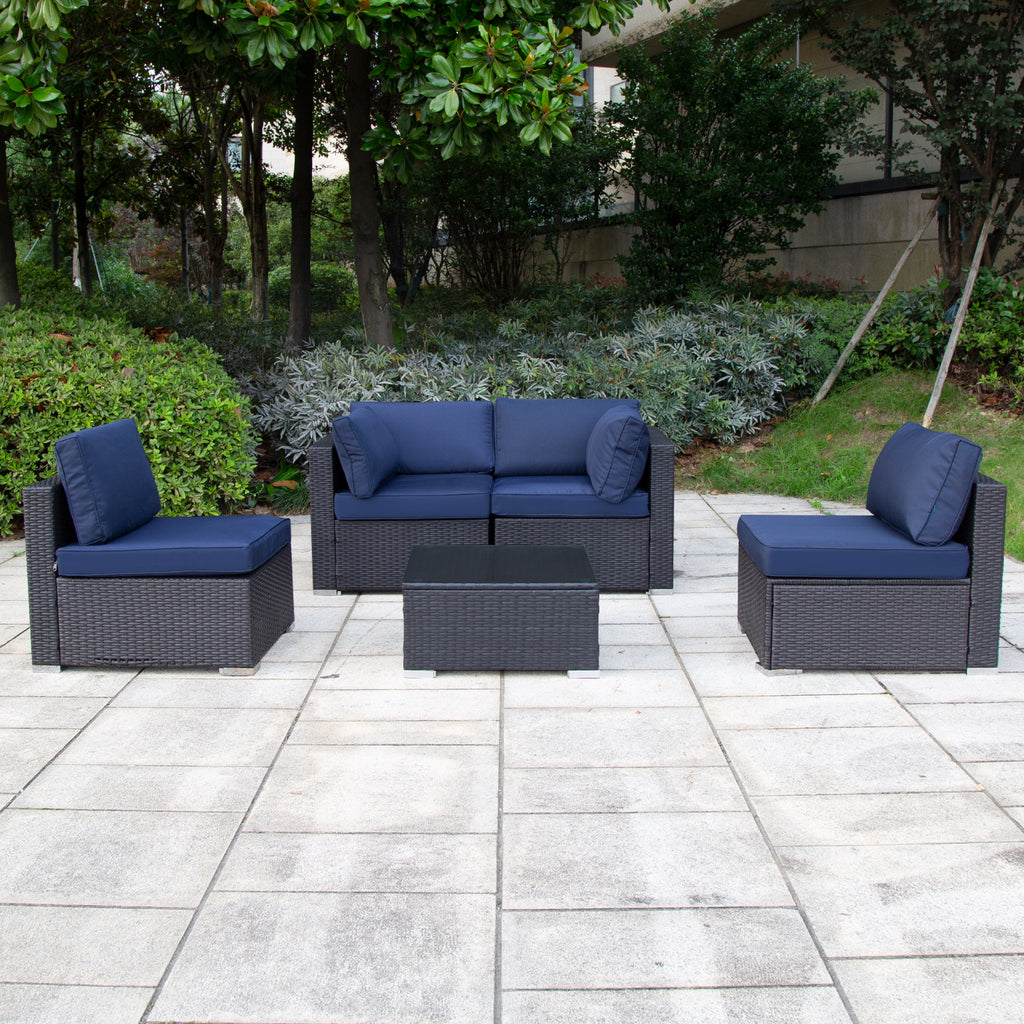 5 Pcs PE Rattan Patio Conversation Set K30317