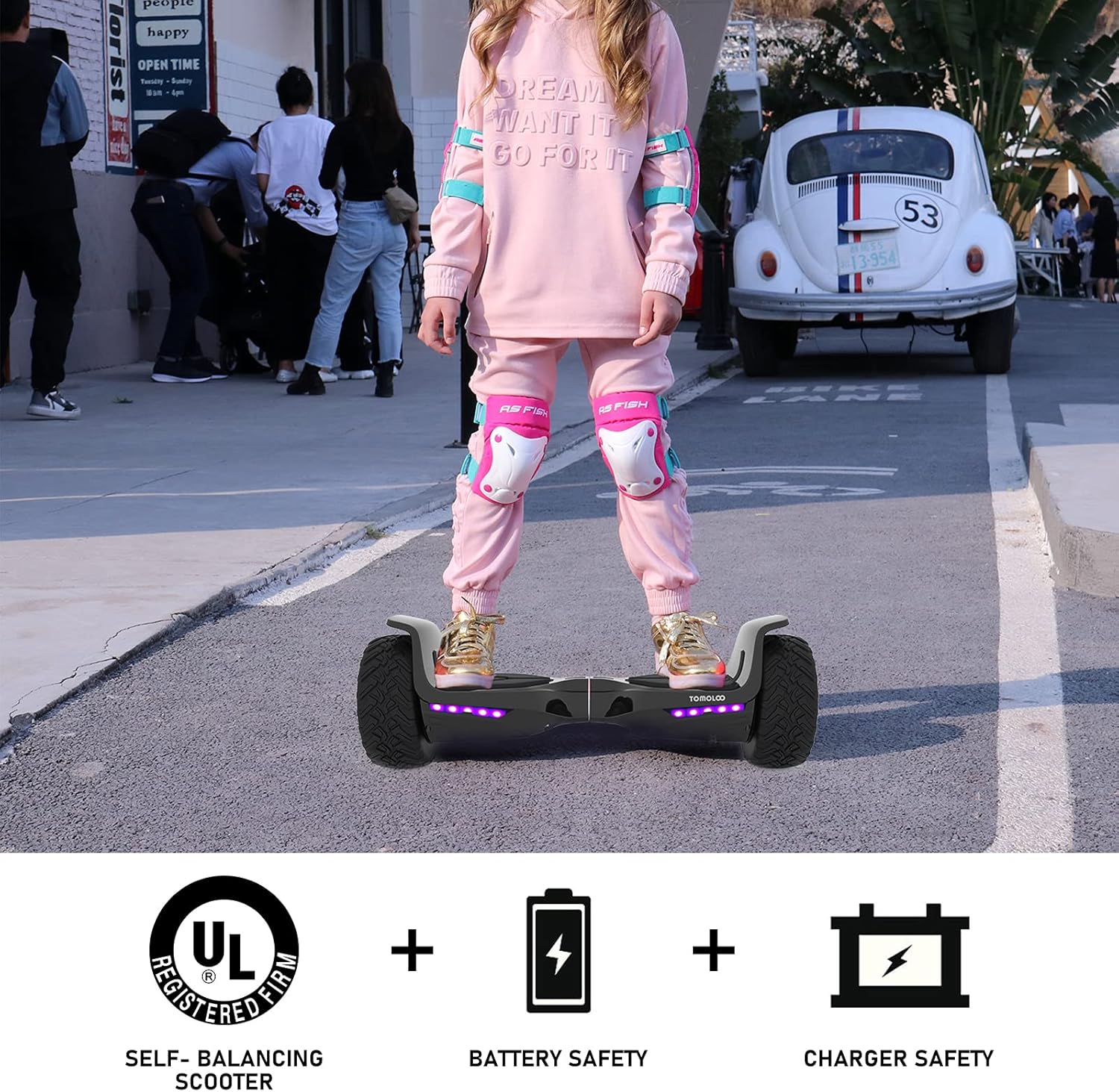8.5 inches All-Terrain Self-Balancing Hoverboard with LED Lights and Bluetooth T6665