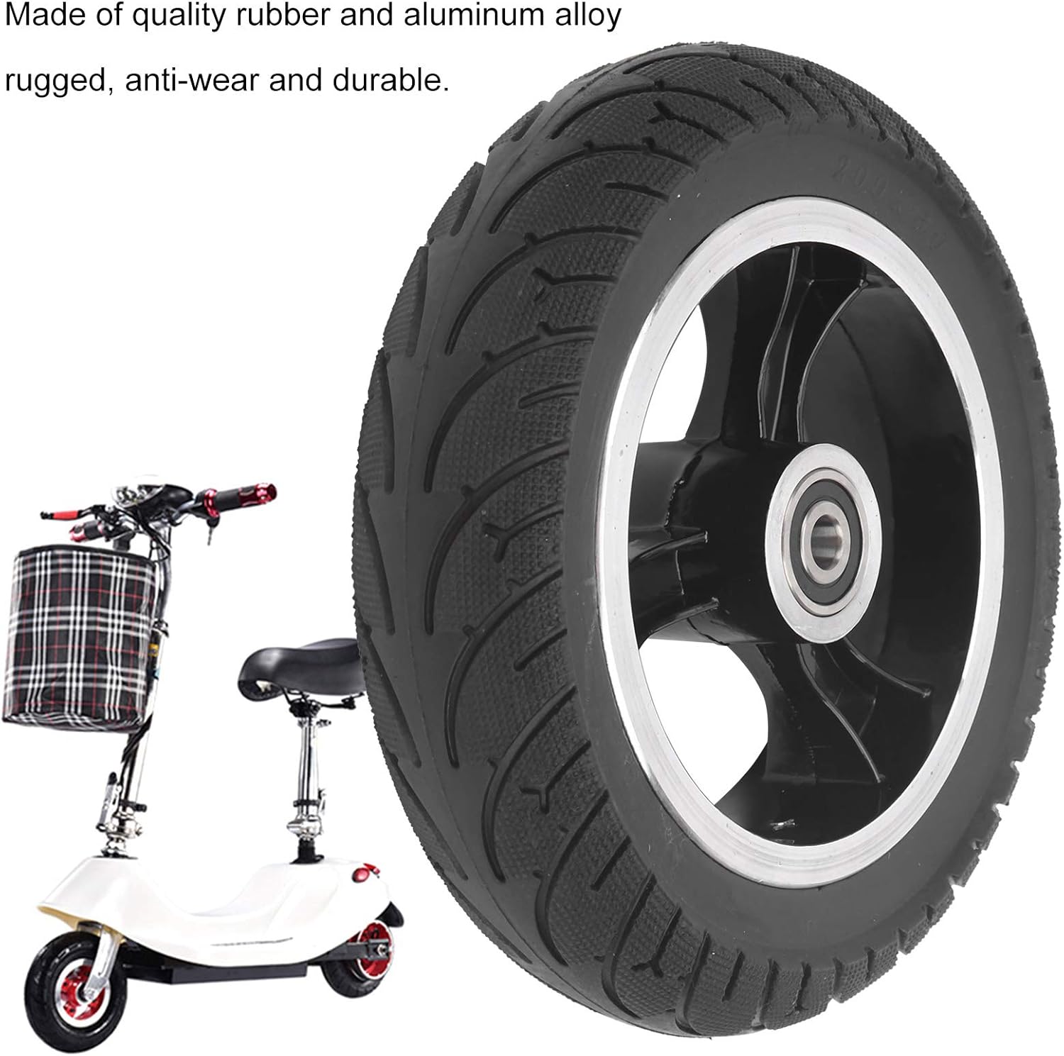 8in Front Solid Non-Pneumatic Tire with Hub, Pack of 2 R940037