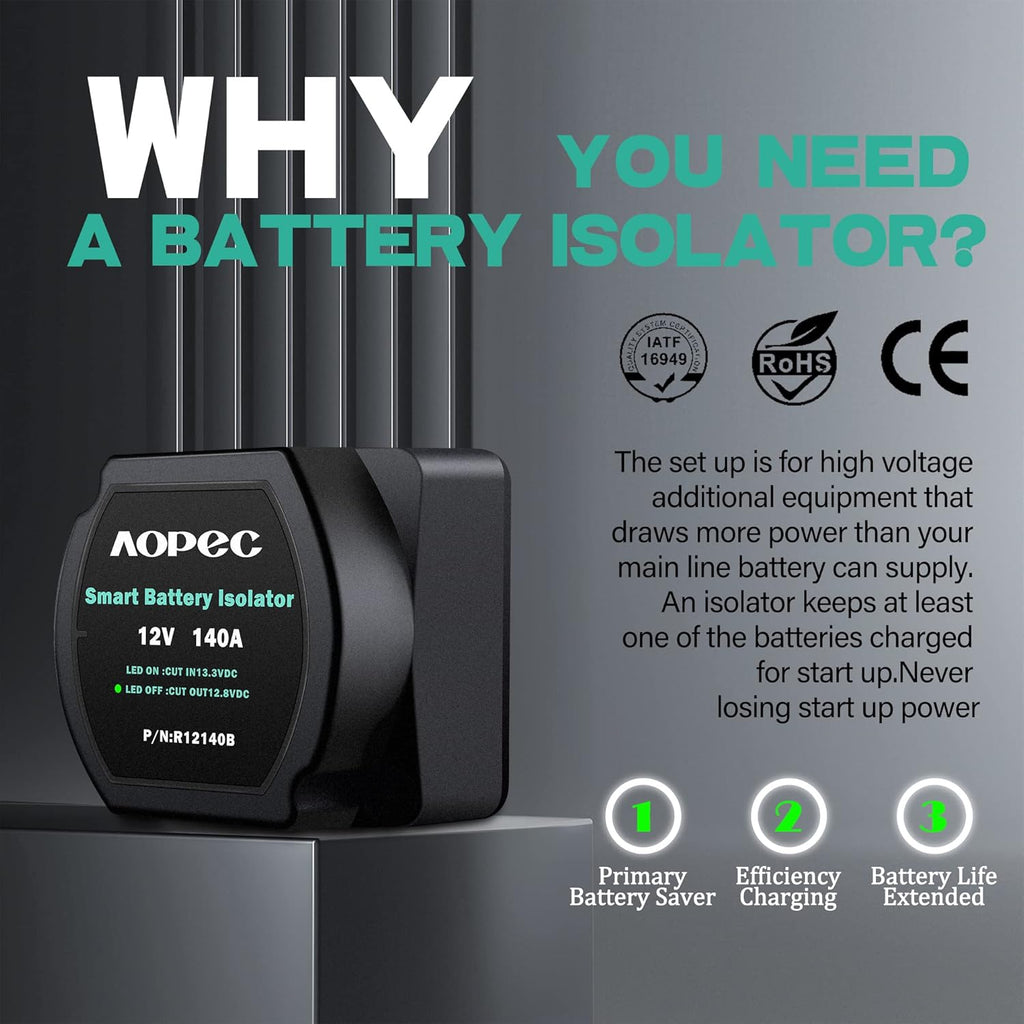 12V 140Amp Waterproof Dual Battery Isolator Pack of 2 S908