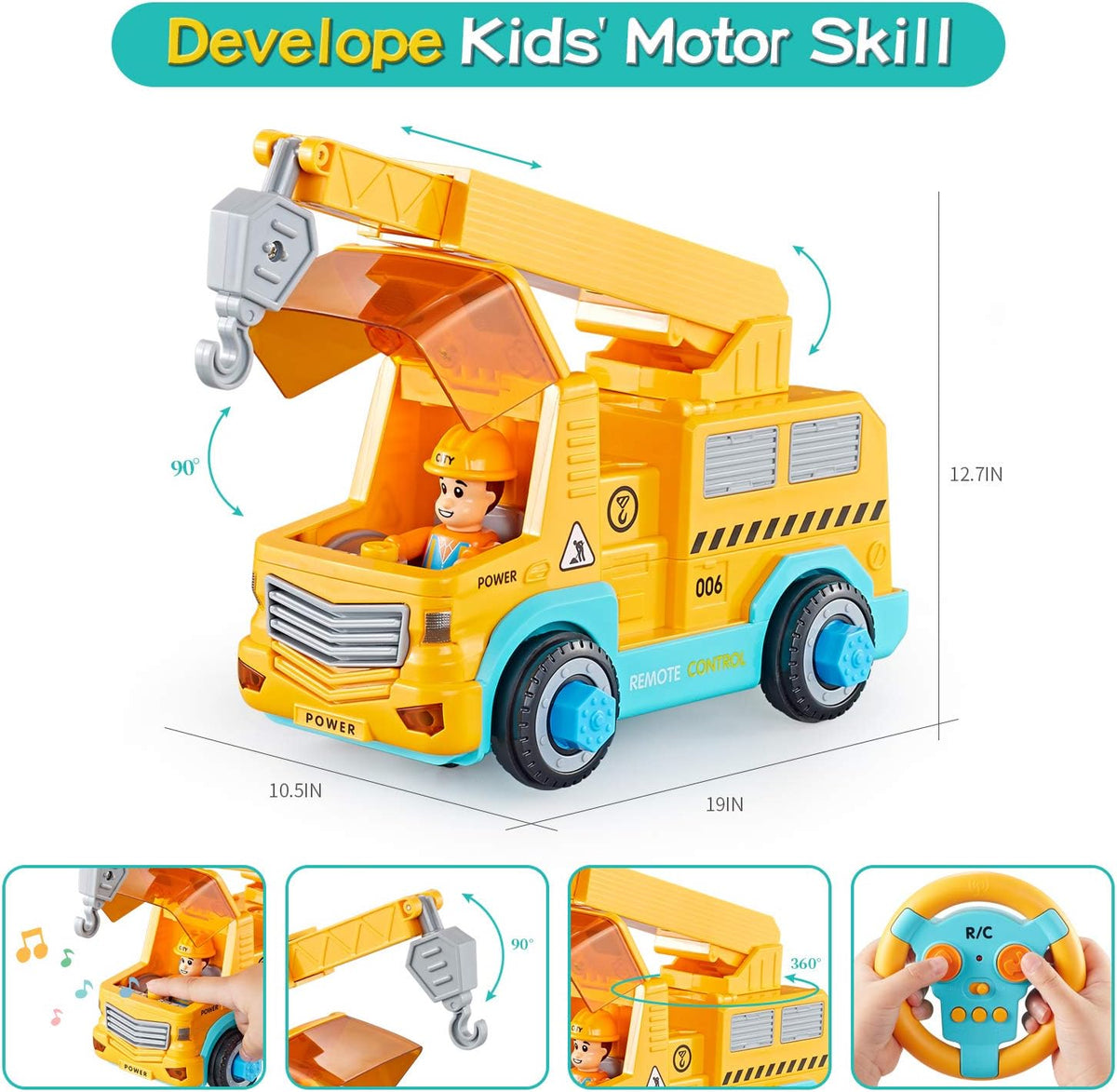 Take Apart Car STEM Toy Building Set with Electric Toy Drill and Remote Control Construction Vehicle F655015