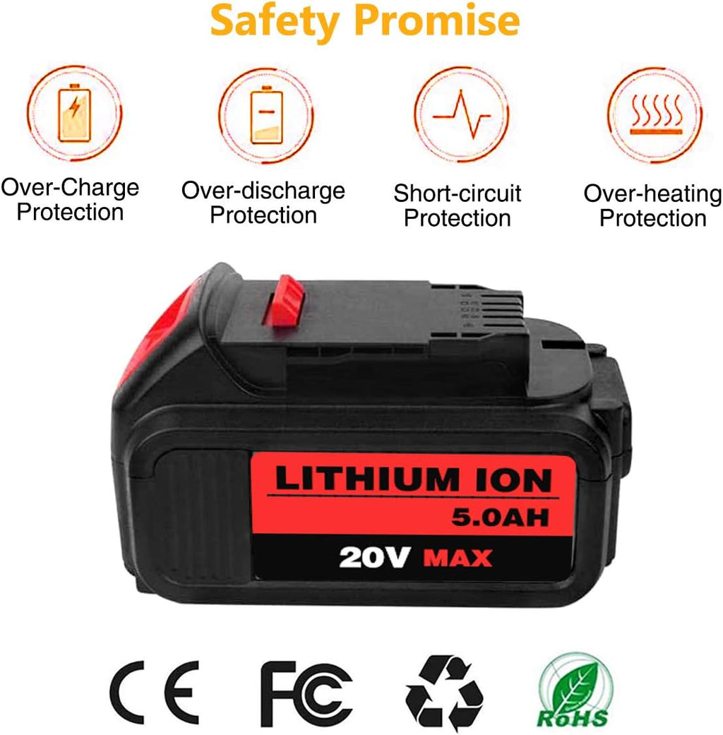 6Packs 20Volt 5.0Ah Lithium Battery L851950