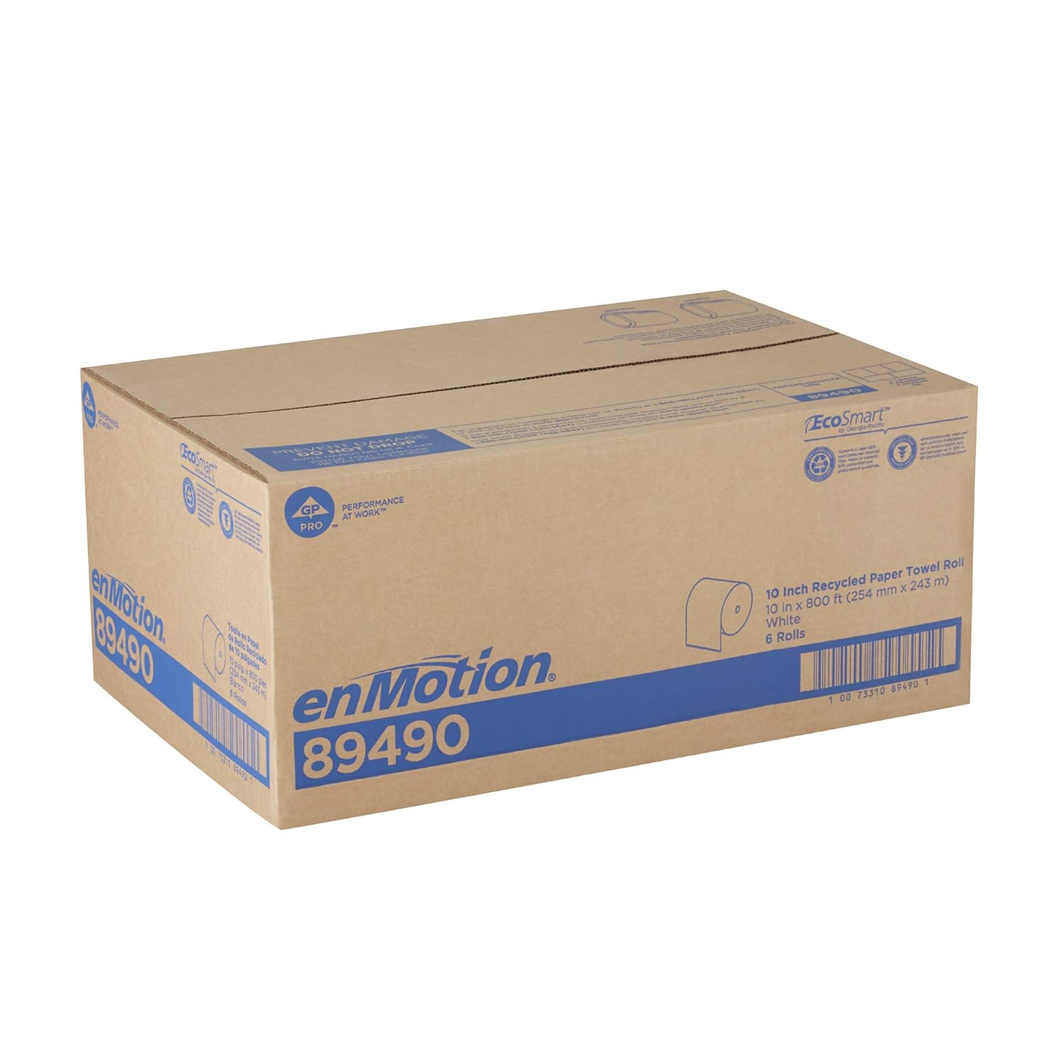 White Recycled Paper Towel Roll, 800 Feet, 6 Rolls Per Case T9693