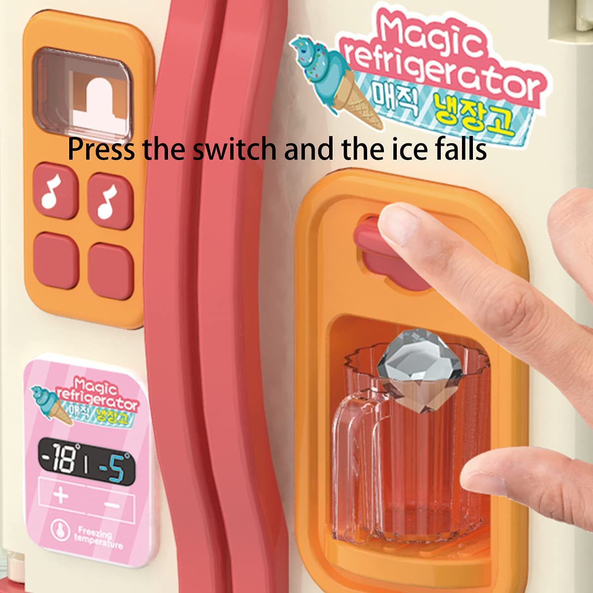 Blue/Pink Kids Simulation Refrigerator Pretend Play Toy X87462