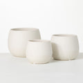 Creamy Speckled Round Ceramic Planter Set of 3 I8357