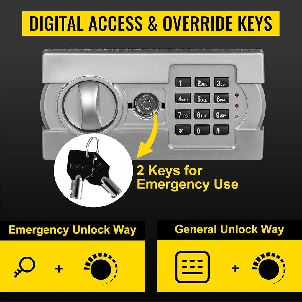 1.7 Cubic Feet Carbon Steel Electronic Code Lock Depository Safe with Deposit Slot and Two Emergency Keys K828