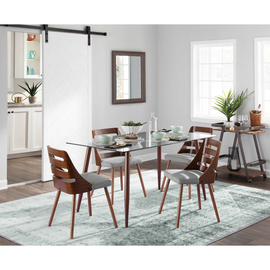 Walnut Wood Dining Chair with Grey Fabric Z199