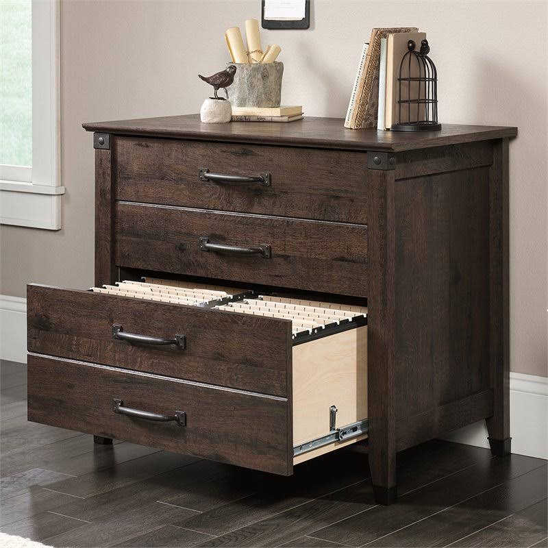 2 Piece Home Office Set with Computer Desk and File Cabinet in Coffee Oak H36766