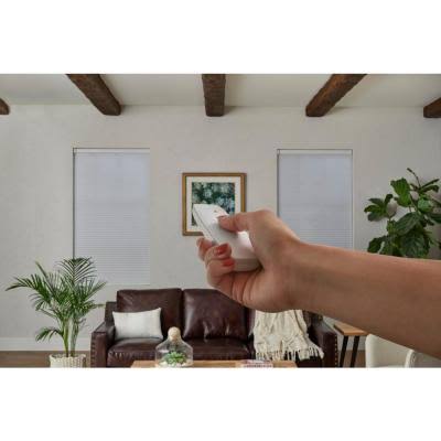 White Cordless Blackout Motorized Cellular Shade with Remote Control T2267