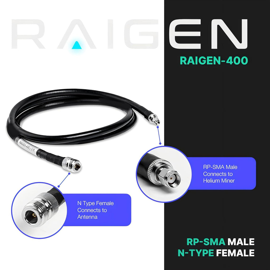 N Type Female to RP-SMA Male 10ft Low Loss Extension Cable Z390
