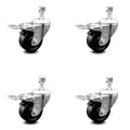 3.5 inch Phenolic Swivel Threaded Stem Caster Set with Total Lock Brake D5898