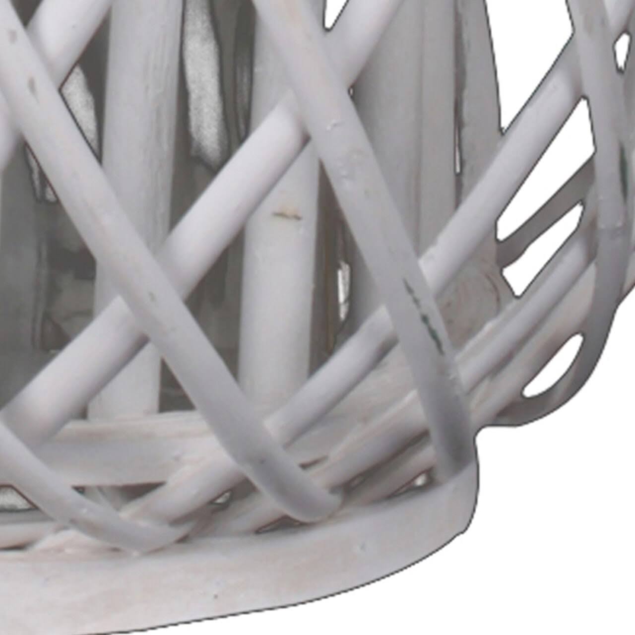 White Medium Round Lantern with Glass Candle Holder P271541