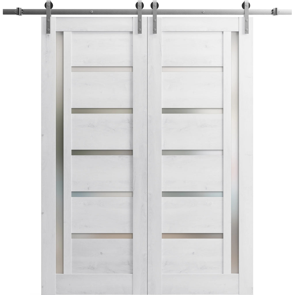 Nordic White Double Barn Door with Frosted Glass X766933