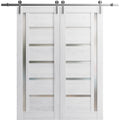 Nordic White Double Barn Door with Frosted Glass X766933