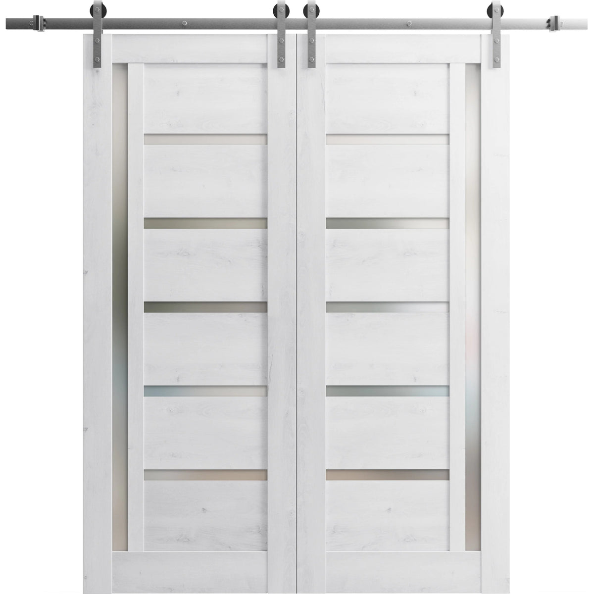 Nordic White Double Barn Door with Frosted Glass X766933