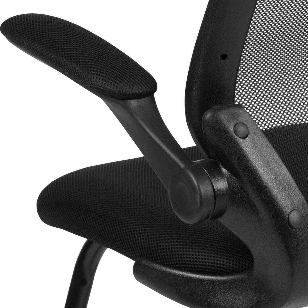 Black Mesh Sled Base Office Chair with Flip-Up Arms A1167