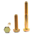 3/4x22-16 x 2 1/2x22 Fine Thread Grade 8 Hex Cap Screw, USA Alloy Steel Yellow Zinc Plated, Pk 10 P6357