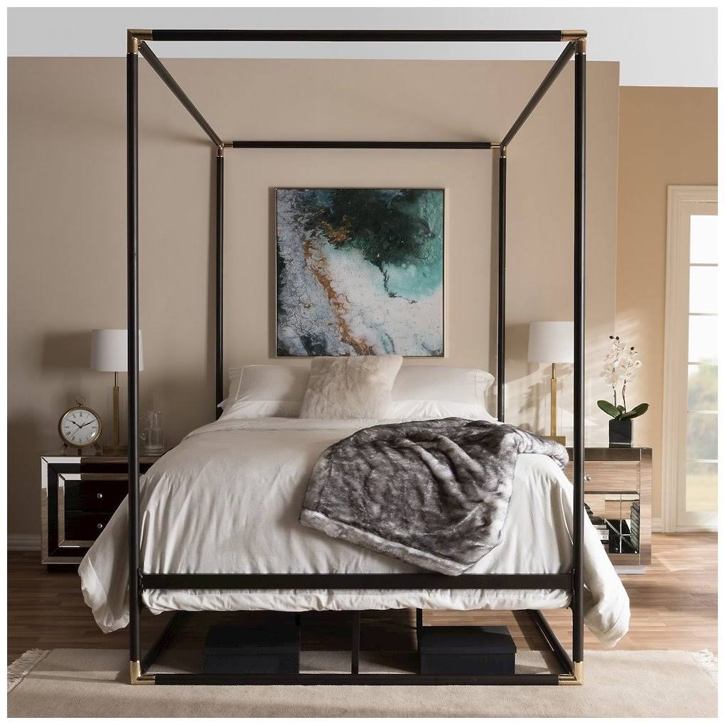 Black Queen Metal Canopy Bed V142