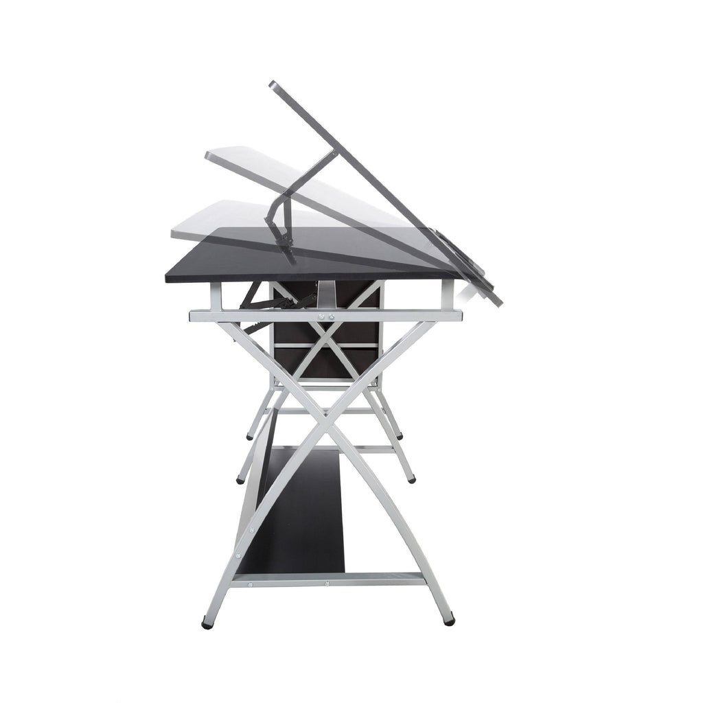 Black/Silver Craft Station with Stool C65739