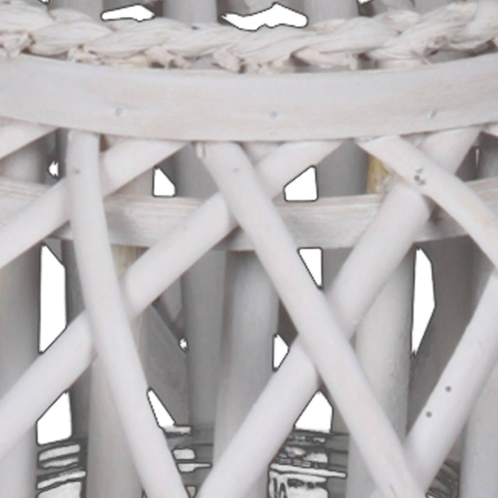 White Medium Round Lantern with Glass Candle Holder P271541