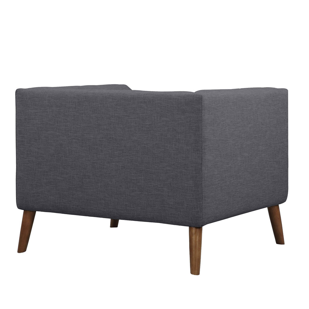 Dark Gray Linen Button-Tufted Chair I2887