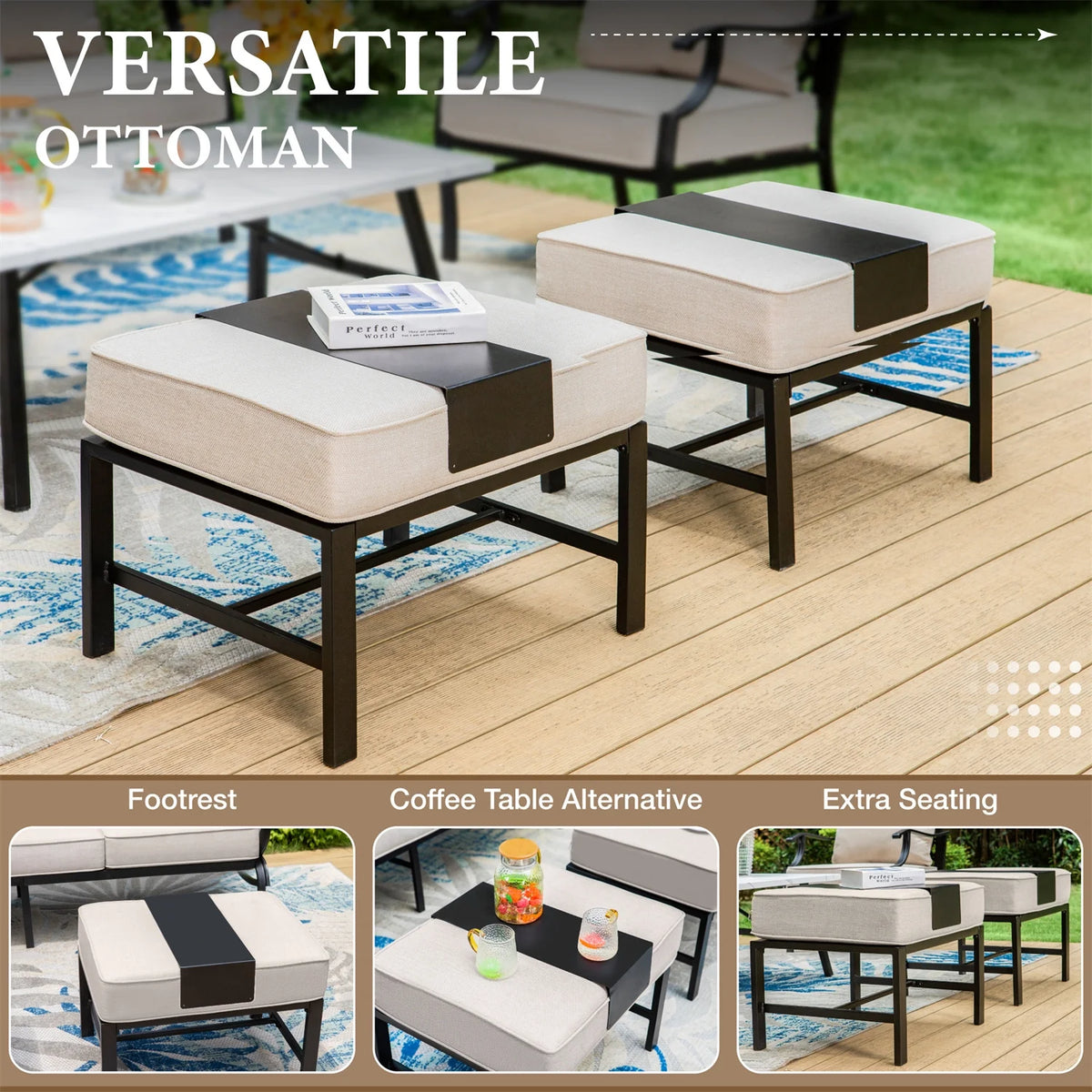Beige 9-Seat Outdoor Patio Conversation Sofa Set I2197