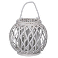 White Medium Round Lantern with Glass Candle Holder P271541