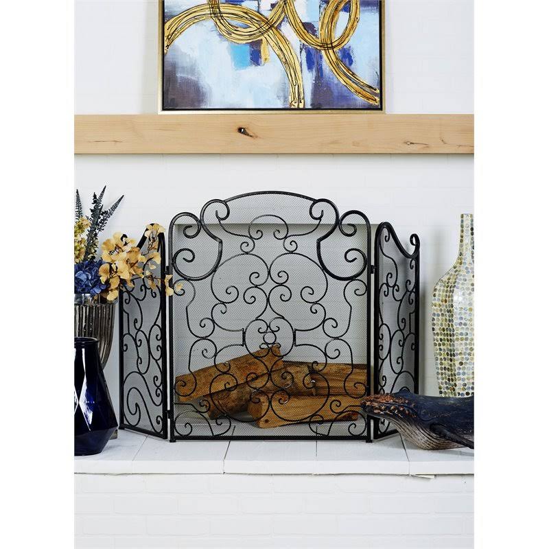 Black Metal Fireplace Screen M30271