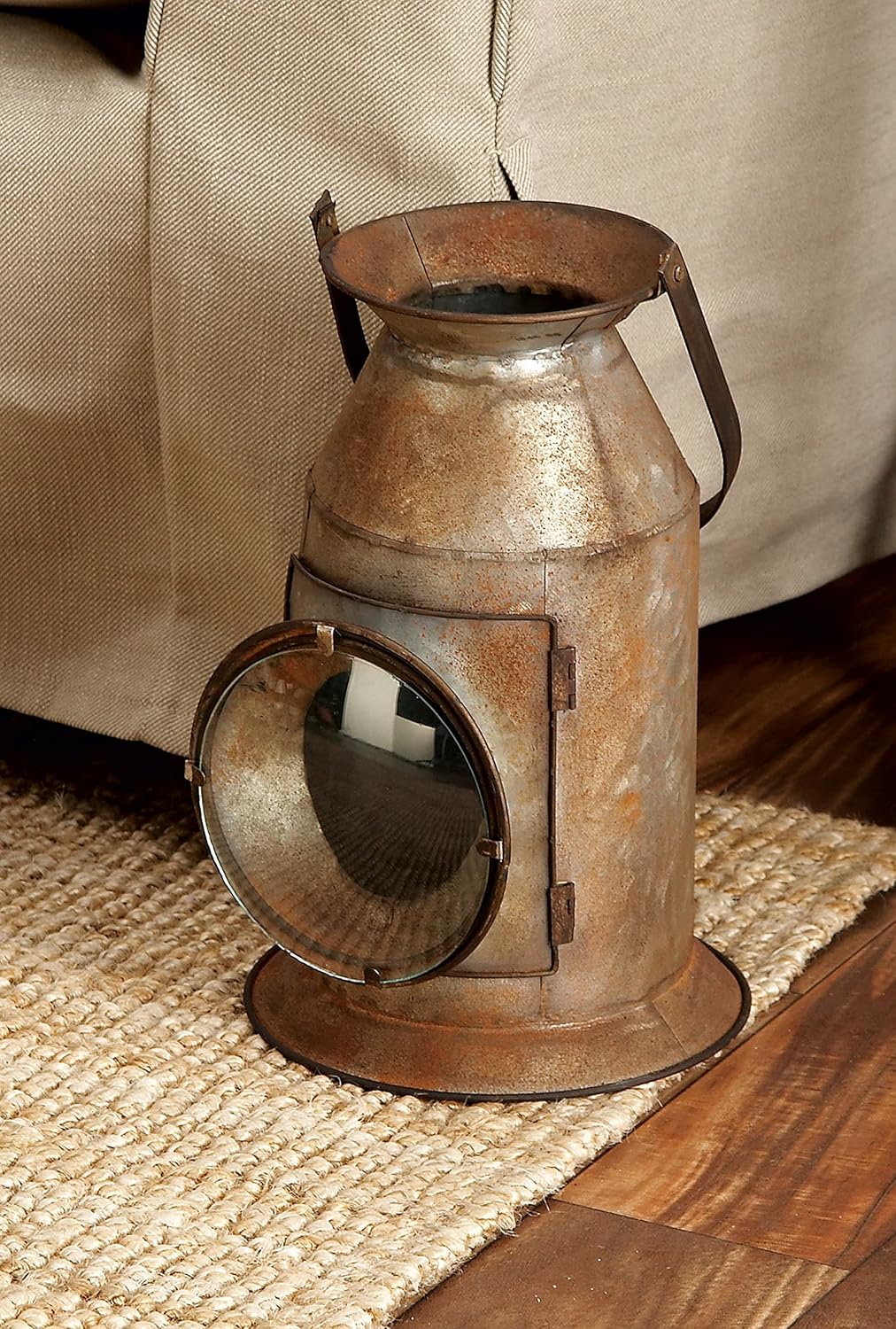 Distressed Metal Glass Candle Lantern, Pack of 2 F2445