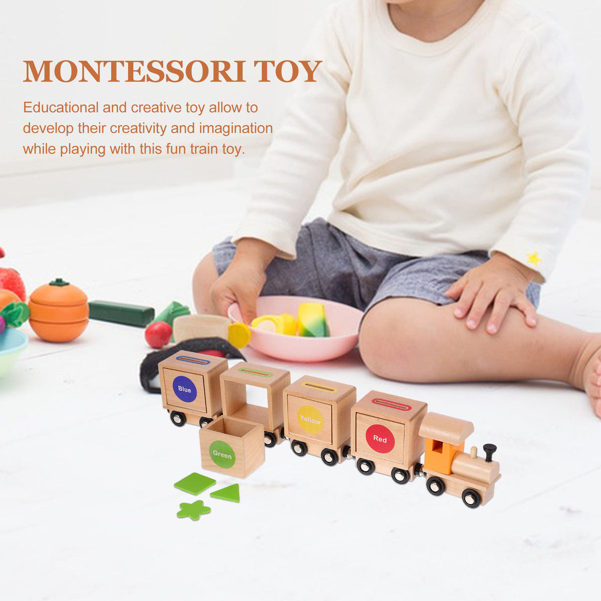 Wooden Pulling Train Building Blocks for Toddlers M438